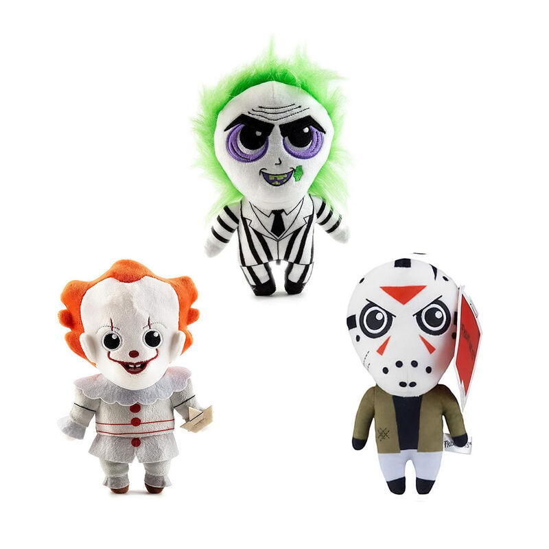 Pack de 3 peluches de terror - (IT Pennywise, Beetlejuice y Jason Voorhees Viernes 13) - 20 cm